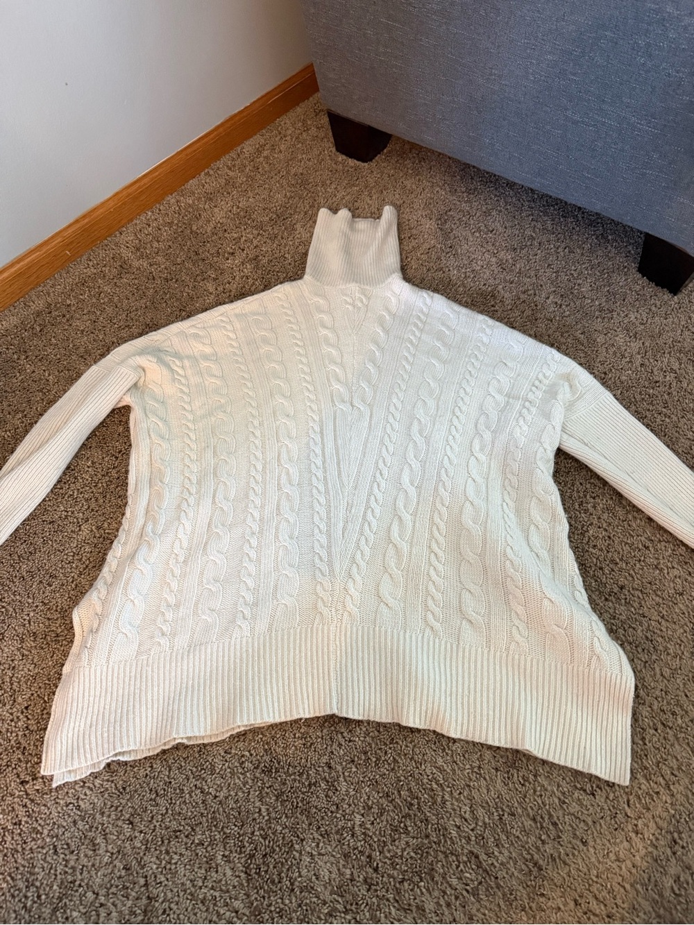 INC International Concepts Cream Cable Turtleneck Sweater